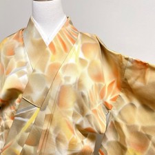 Kimono 049k Leaf Motif Silk Unused Traditional Japanese Wear Ready To Use