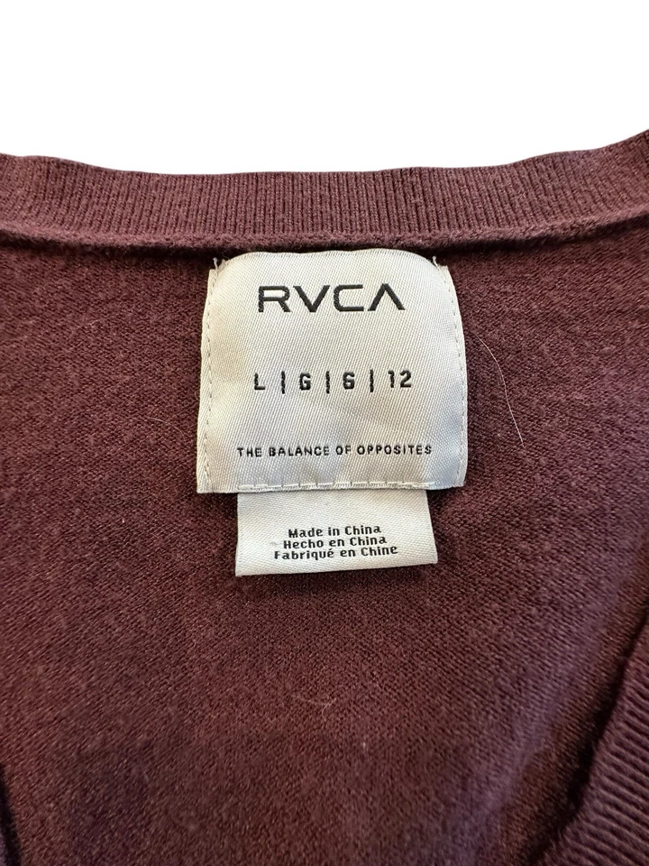 Suéter RVCA Mujer Cárdigan Recortado Manga Larga Grande Recortado Cuello en V Botón Usado en Excelente Condición Foto 3 de 4