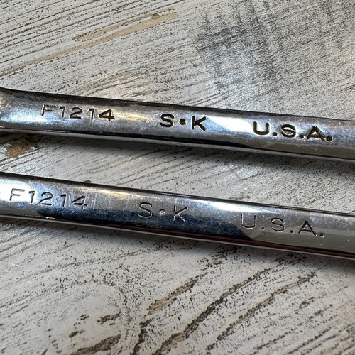 SK USA 3/8" x 7/16" Open End Flare Nut Wrench F1214 Lot of 2 - Picture 3 of 5