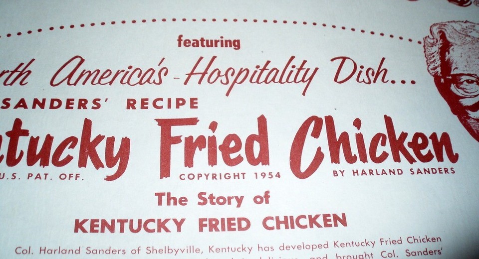 RARE 1954 VINTAGE ANTIQUE KENTUCKY FRIED CHICKEN RESTAURANT ADVERTISING