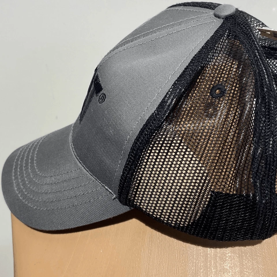 Gorra de camionero ajustable CAT gris y negra de 6 paneles bordada con cierre a presión para hombre nueva con etiquetas Foto 4 de 4