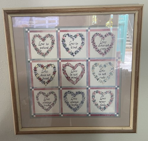 HOME INTERIOR Framed Print HUMPHREY LOVE IS PATIENT LOVE IS KIND 17.5 X 17.5