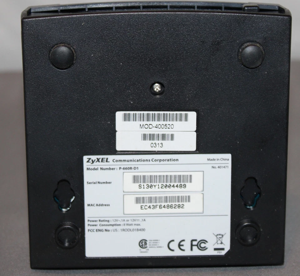 ZyXEL Ethernet Modem Model P-660R W/ Power cord and cable - Image 2 of 3