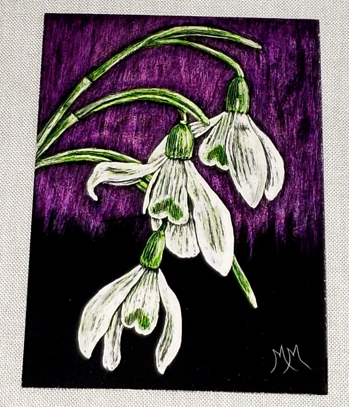 Original ACEO ATC PAINTING SNOWDROPS FLOWERS STILL LIFE Monique Morin  Matson - La Paz County Sheriff's Office Dedicated to Service