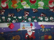 SANTA Father Christmas Holiday SNOW Cotton FABRIC U-Pick READ INFO 1/2 yd BTHY