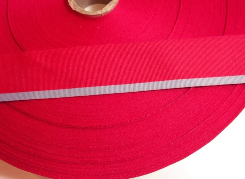 Red With Gray Stripe Grosgrain Ribbon 1 1/2" wide x 6 yards Polyester B38 - Image 4 of 4
