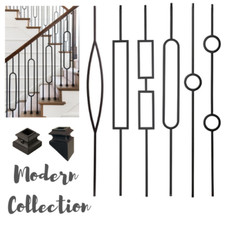 Iron Stair Balusters - Metal Stair Spindles - Satin Black Hollow Wrought Iron