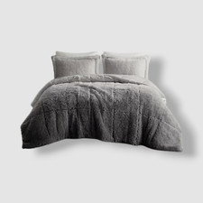 Intelligent Design Gray Brielle Faux Fur 3-Pc. Comforter Mini Set King/Cal King