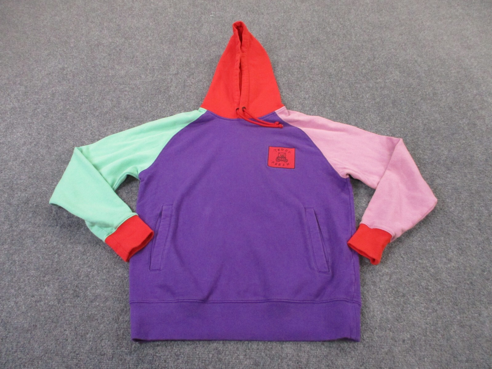 Teddy Fresh Hoodie Sweatshirt Men M Colorblock Outdoors Bear Logo Pullover Adult