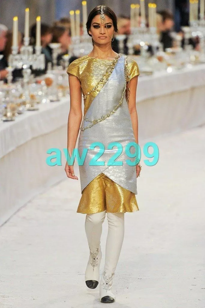 gold chanel dress 38