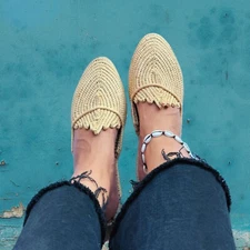 Natural Raffia Sandals, Raffia Mules, Handmade Moroccan Shoes, Moroccan Babouche