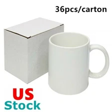 36pcs Blank White Mugs 11OZ Sublimation DIY Coated Mugs for Heat Press