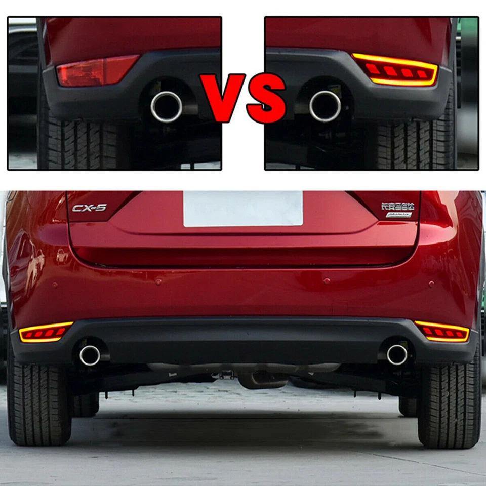 LED Rear Bumper Reflector Fog Brake Turn Indicator Lights For Mazda CX-5 2017-22 - Image 3 of 4