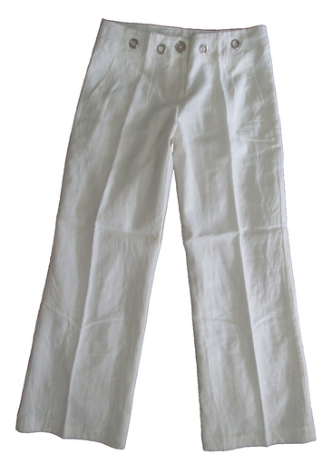 Kenar Damen Hose Größe 8 Leinen weiß Baggy Kordelzug Gürtellöcher 33 x 31,5 neu ohne Etikett - Bild 2 von 8