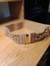 Women's Stretch Waist Belt Sz ML Waist 2" Wide Brown Boho
