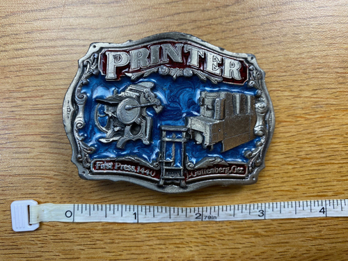 Vintage Printer "First Press 1440, J. Guttenburg" Belt Buckle (1991) - Picture 2 of 3