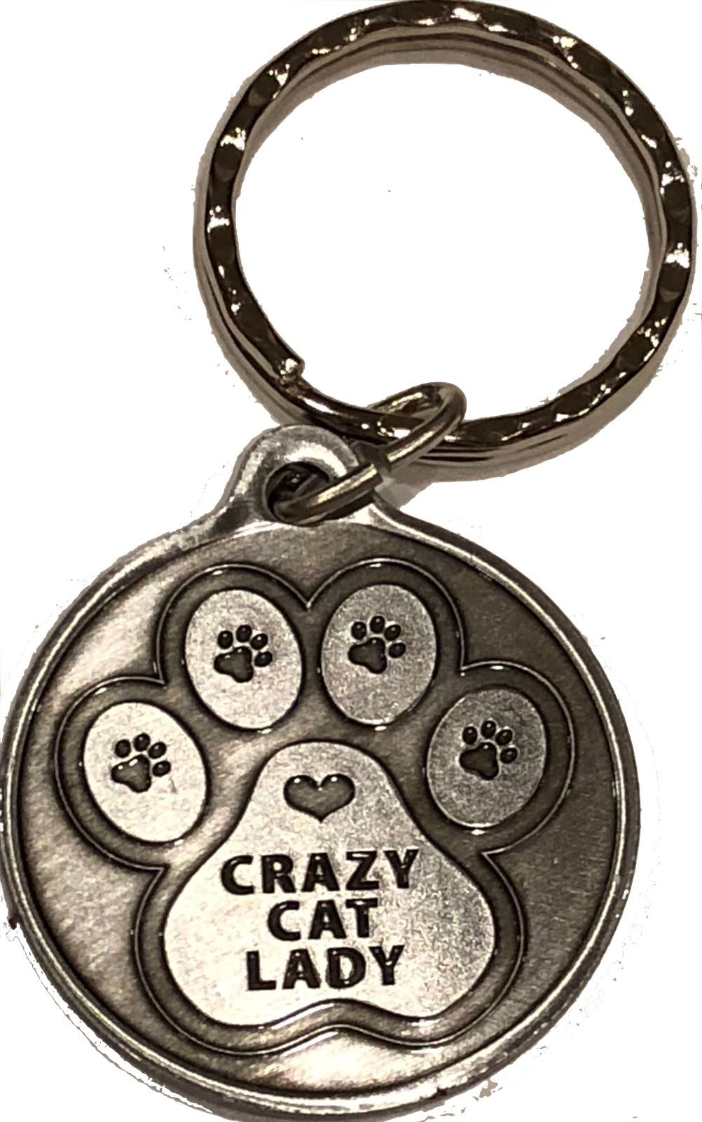 Crazy Cat Lady - A True Friend Dog Pet Keychain Pewter Color RecoveryChip Design