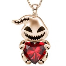 Nightmare Before Christmas Oogie Boogie Red Rubie Heart Metal Pendant Necklace