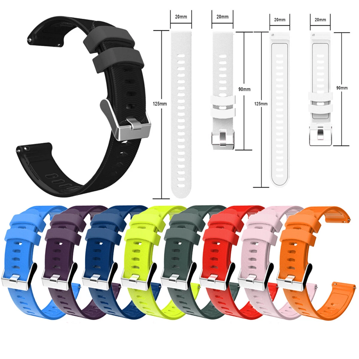 Silicone Wristband Strap for Garmin Forerunner 645 245 Approach S40  Vivoactive 3