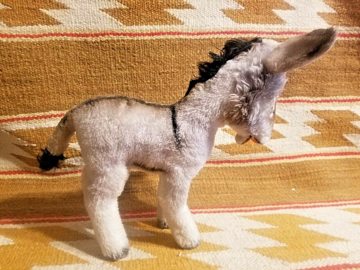 SWEET VINTAGE STEIFF GRISSY DONKEY MULE PLUSH MOHAIR BRIGHT CLEAN