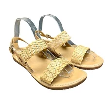KORKS Kork Ease Tan Brown Braided Leather Sandals 8 Boho Comfort Travel Casual