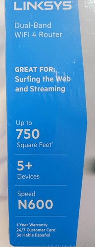 LINKSYS N600 DUAL-BAND WI-FI 4 ROUTER 5 PLUS DEVICES UP TO 750 SQ FT NEW SEALED - Picture 7 of 7