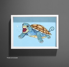 Squirtle Pokemon Inspired Unframed Art Print I am the artist 