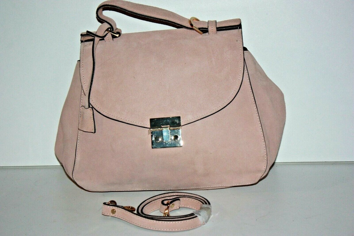 ZARA Sac Sacoche Croûte de Cuir Rose Poudrée Bandoulière TTBE