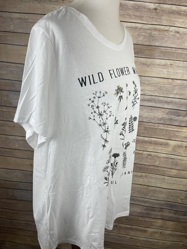 Lane Bryant 22/24 Neu mit Etikett Grafik T-Shirt Wild Flower Market Kurzarm weiß Oberteil - Bild 7 von 9