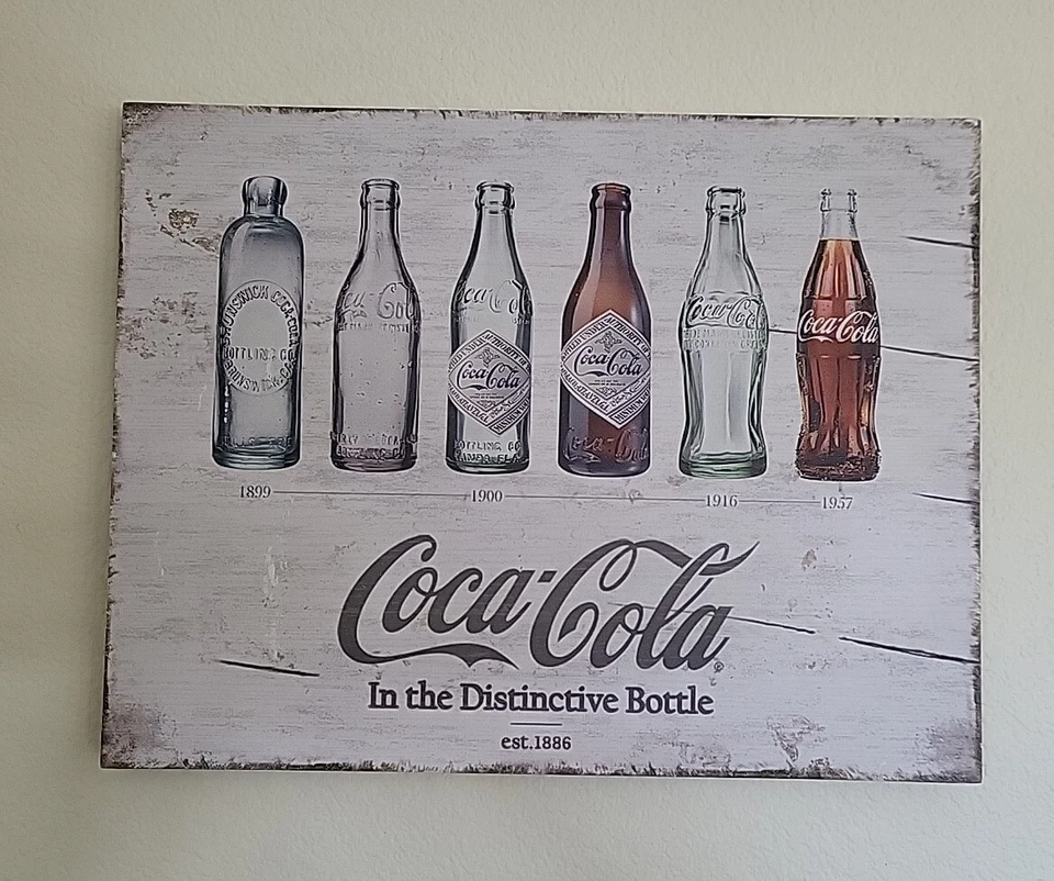 Coca-Cola Evolution Bottles Wood Sign by Sunbelt Gifts (18x14x1) - Image 2 of 2