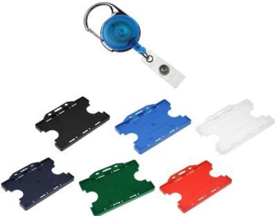 Einziehbarer Skipass Rollenhalter blau & doppelseitig Ausweis Pass Ausweishalter
