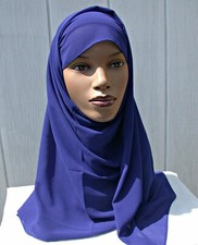 SAPPHIRE BLUE Fashion Scarf Women's Plain Chiffon Muslim Headwrap Hijab