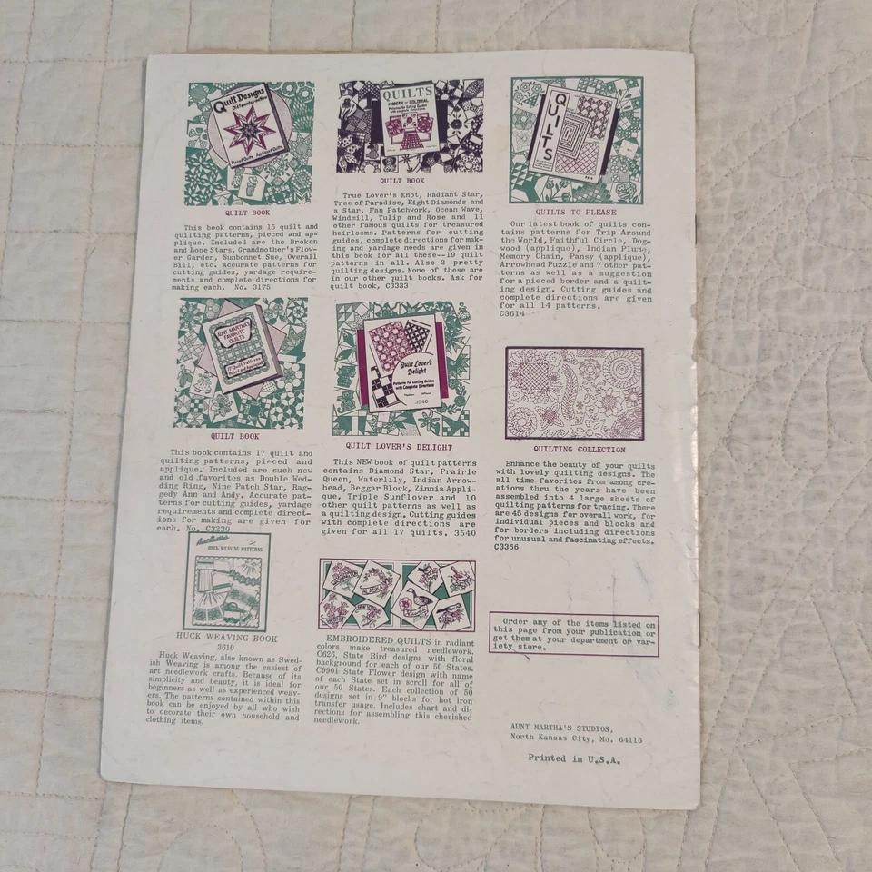 Edredones fáciles de tía Martha de colección raros años 50 No. 3500 16 patrones de edredón Foto 4 de 4