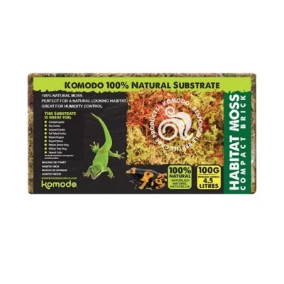 Komodo Habitat Moss Compact Brick - Humidity Bedding for Reptiles & Amphibians