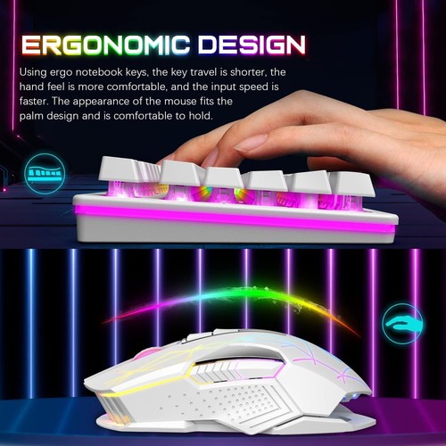 Wireless Gaming Keyboard and Mouse Combo RGBBacklit 4800DPI Ergonomic For PC MAC - Picture 3 of 8