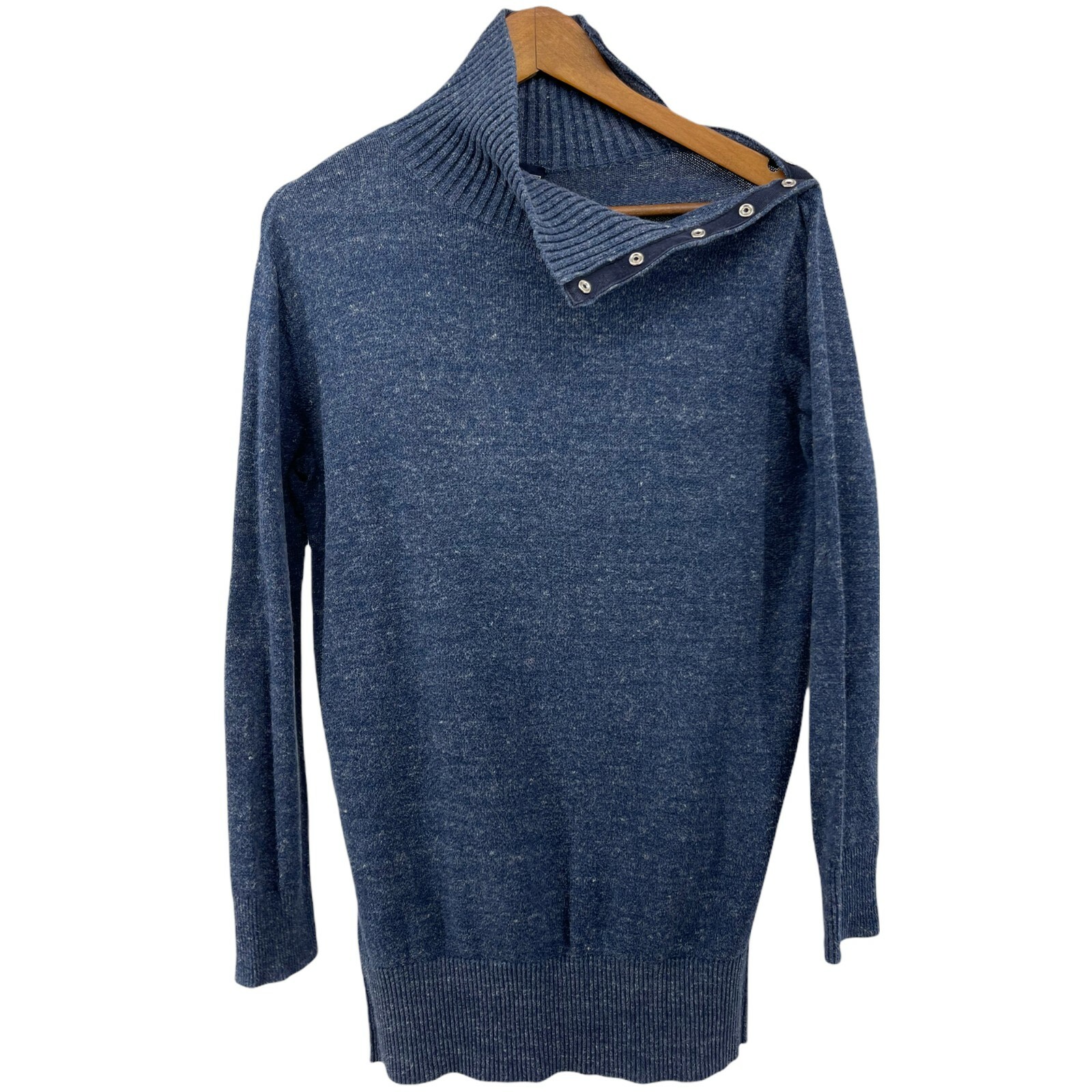 GAP Sweater Small Blue Pullover Snap Button Turtl… - image 1