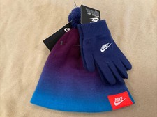 Nike Ombre Hat And Gloves Set Blue Purple Winter Boys Youth