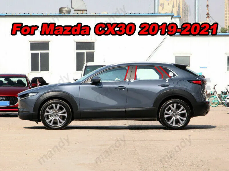  6 piezas Borde de poste de poste de pilar negro brillante puerta B C para Mazda  CX-30 2019-2021 | eBay
