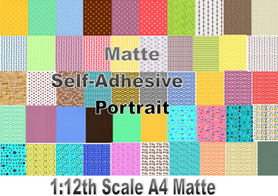 Puppenstube Tapete 2 x BLATT AUFKLEBEN SELBSTKLEBEND MATT PORTRAIT A4