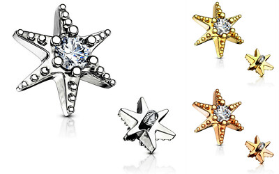 Microdermal Anker Piercing Aufsatz Dermal Anchor Stern Kristall Weiß 1,6mm 