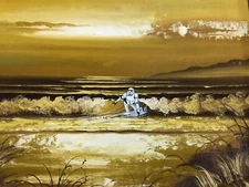 surfing stormtrooper star wars art print poster upcycled thrift store painting