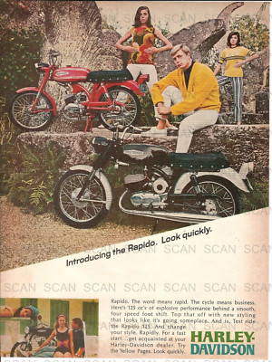 1967 Harley Davidson Rapido Motorcycle Vintage Magazine Ad