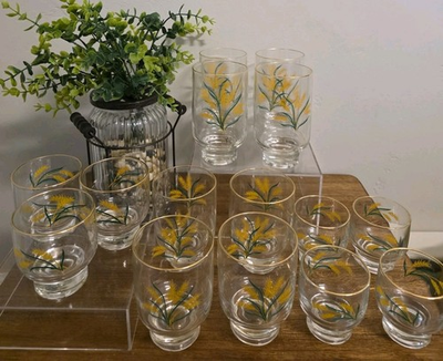#ad 15 Vtg 1960s MCM International China Viking Wheat Drinking Glasses 4 SIZES $89.97