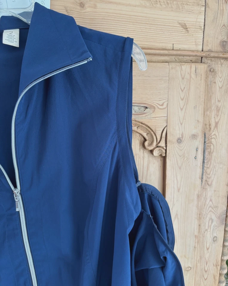 Chaqueta deportiva chico's zenergy talla 2 = L chaleco azul marino convertible cremallera brazos Foto 2 de 4