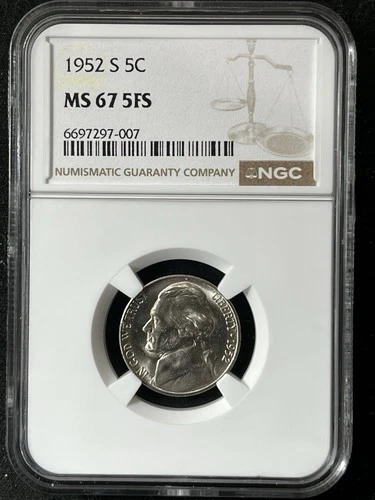 1952-S 5C FS Jefferson Nickel NGC MS67 5FS 6697297-007