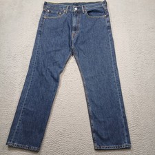 Levi's 505 Regular Fit Jeans Mens 36x29 Dark Wash Straight Leg Denim