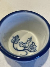 Vintage Portuguese Ramekin Hand Painted Blue Bird by Conceição Viana do Castelo