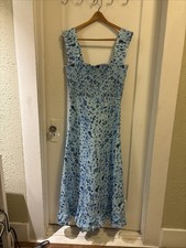 Ganni Floral Print Blue Maxi Summer Cotton Dress Size 40 L