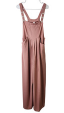 Halara Womens L Pocket Jumpsuit One Piece Sleeveless Wide Leg Romper Rose Tan