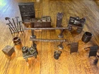 LOT OF 14 VTG MARX WESTERN TOWN HARD PLASTIC DARK BROWN FURNITURE  & ACCESSORIES